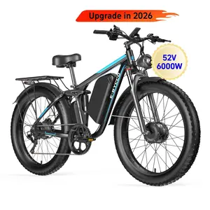 E·Bycco EB7PRO Dual Motor EBike, Peak6000W, Upgraded 52V 32Ah Battery Electric Bike for Adults, Max 90Mile 40-45MPH E-Bike 24" Fat Tire Electric Bicycles, Mountain AWD Ebikes, Hydraulic Disc Brake, Full Suspension