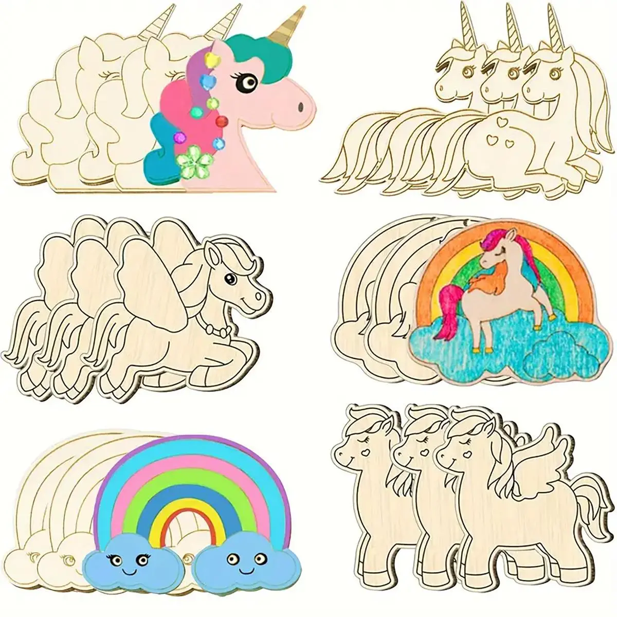 Wooden Unicorn Craft Set, DIY Coloring Wood Chips, Creative Art Projects for Party & Room Decor, Perfect Gift for Crafts Lovers, DIY Handmade Craft, DIY Craft Kit, Art Supplies, Diy Material