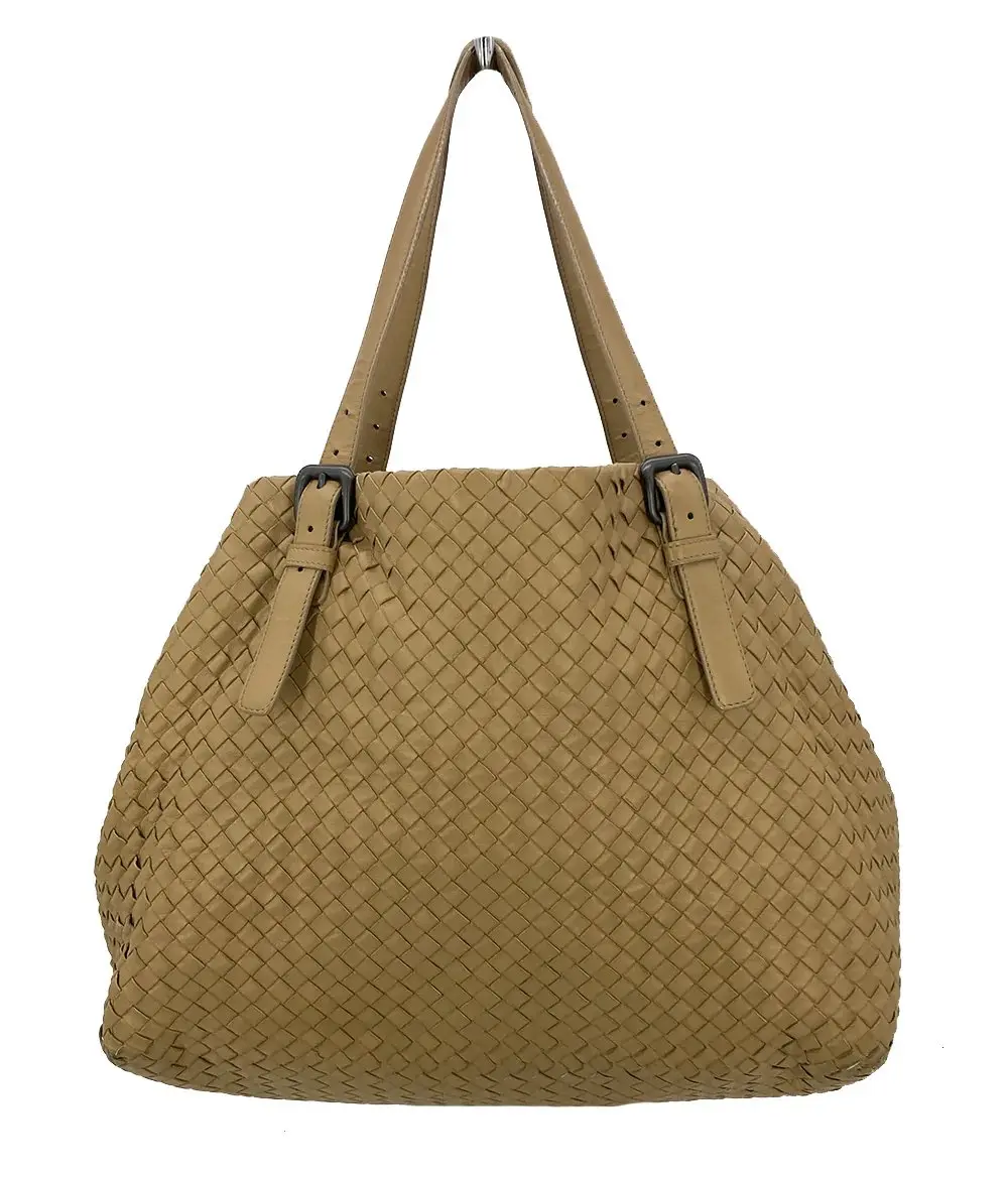 Pre-owned Bottega Veneta Intrecciato Woven Nappa Leather Tote Bags Tan Large Cesta Tote
