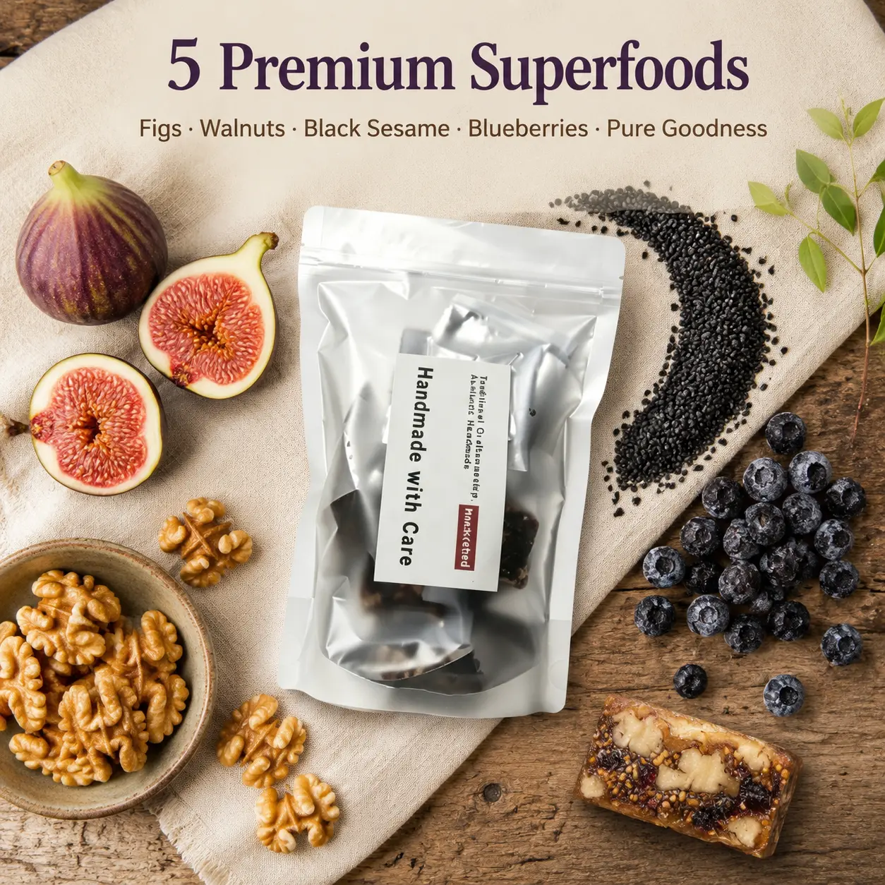 XI G-Premium Raw Fig & Walnut Superfood Bites - Clean Fiber & Energy Snack