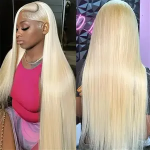 613 Bone Straight Wig 13X6 13X4 HD Lace Frontal Wig Blonde Brazilian Human Hair Colored Wig For Women Multiple Inches Soft And Easy-to-manage Straight Hair 180 Density