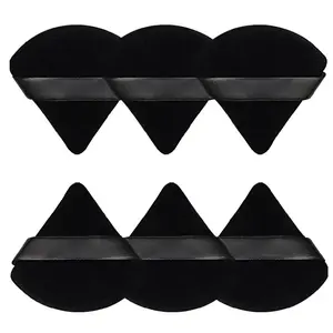 6-Piece Velour Triangle Powder Puff Set, Soft Fiber Makeup Sponges for Loose Setting Powder, Foundation & Contouring, Comfortable Cushion Puff for Outdoor Use