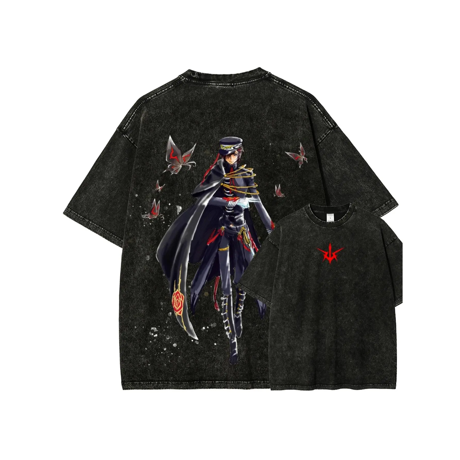 Mineral Wash Tee Anime Chess King Rebellion Mineral Wash T-Shirt, Vintage Washed Cotton Tee, Strategy Streetwear Shirt, Heavy Cotton Unisex Casual Top
