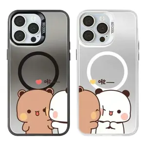 Cartoon Yier BuBu DuDu Couple Cute Magsafe Phone Cases For iPhone 17 Pro Max Pro Air 16 Plus 15 14 13 12 11 Magnetic Black White IMD Shockproof Protective Cover Perfect Christmas Halloween Birthday Gift
