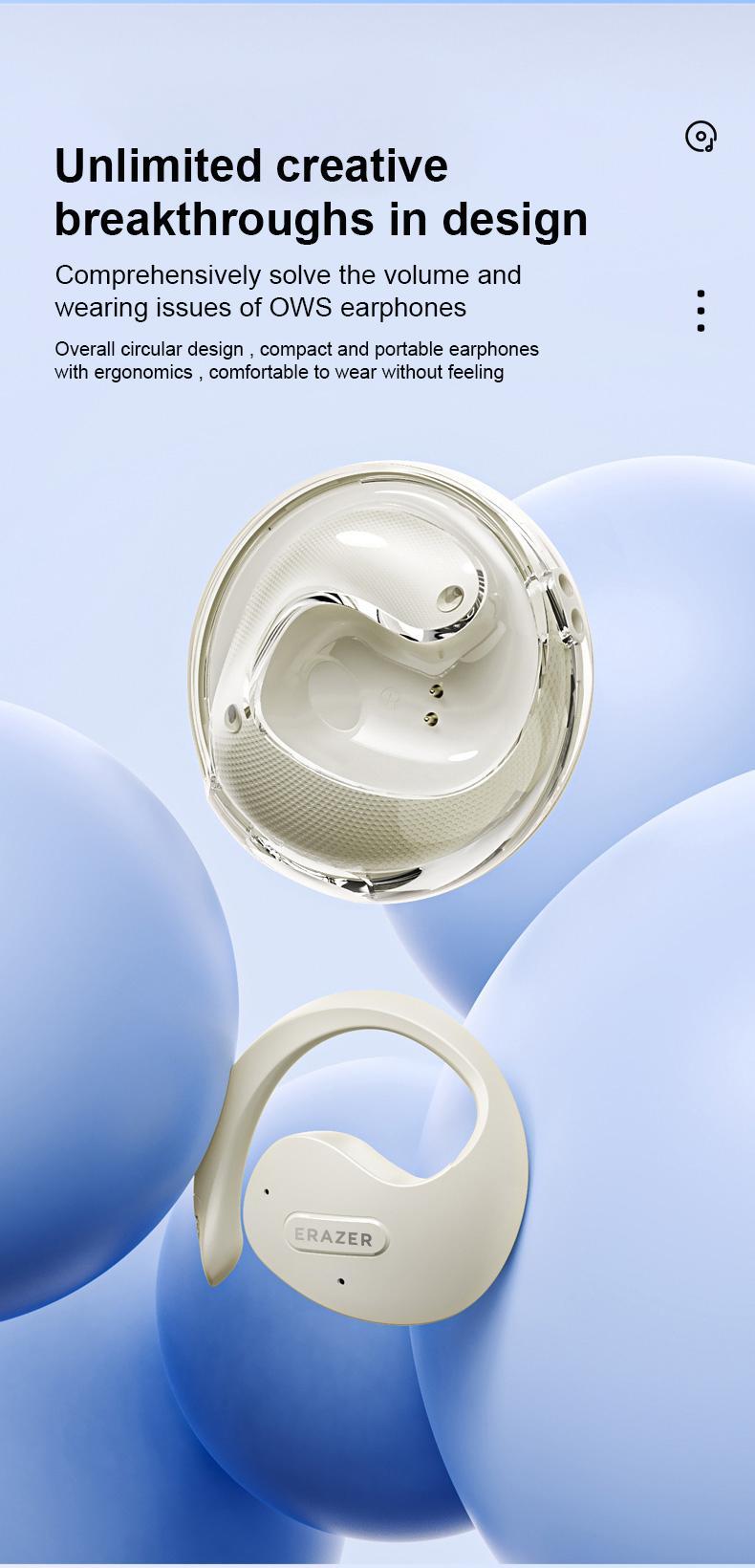 ERAZER X15 Pro Over the Ear Wireless Earbuds – Beige, Black, Purple ERAZER X15 Pro Over the Ear Wireless Earbuds – Beige, Black, Purple