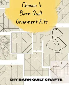 Barn Quilt Ornaments: Pick 4 Mini DIY Craft Kit | Pick Your Own Set Mix & Match | 3" Hang Tag Gift Set DIY
