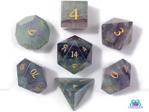 Natural Fluorite | Real Gemstone Dice Set (7) | Dungeons and Dragons (DnD) | Tabletop RPG Gaming