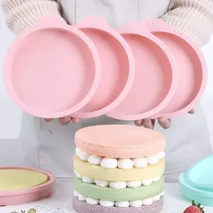 4-Piece Set 8-Inch Chiffon Cake Mold, Nonstick Layer Cake Pan, Round Bread Baking Tool, Toast Bread Mould, Kitchen Essentials