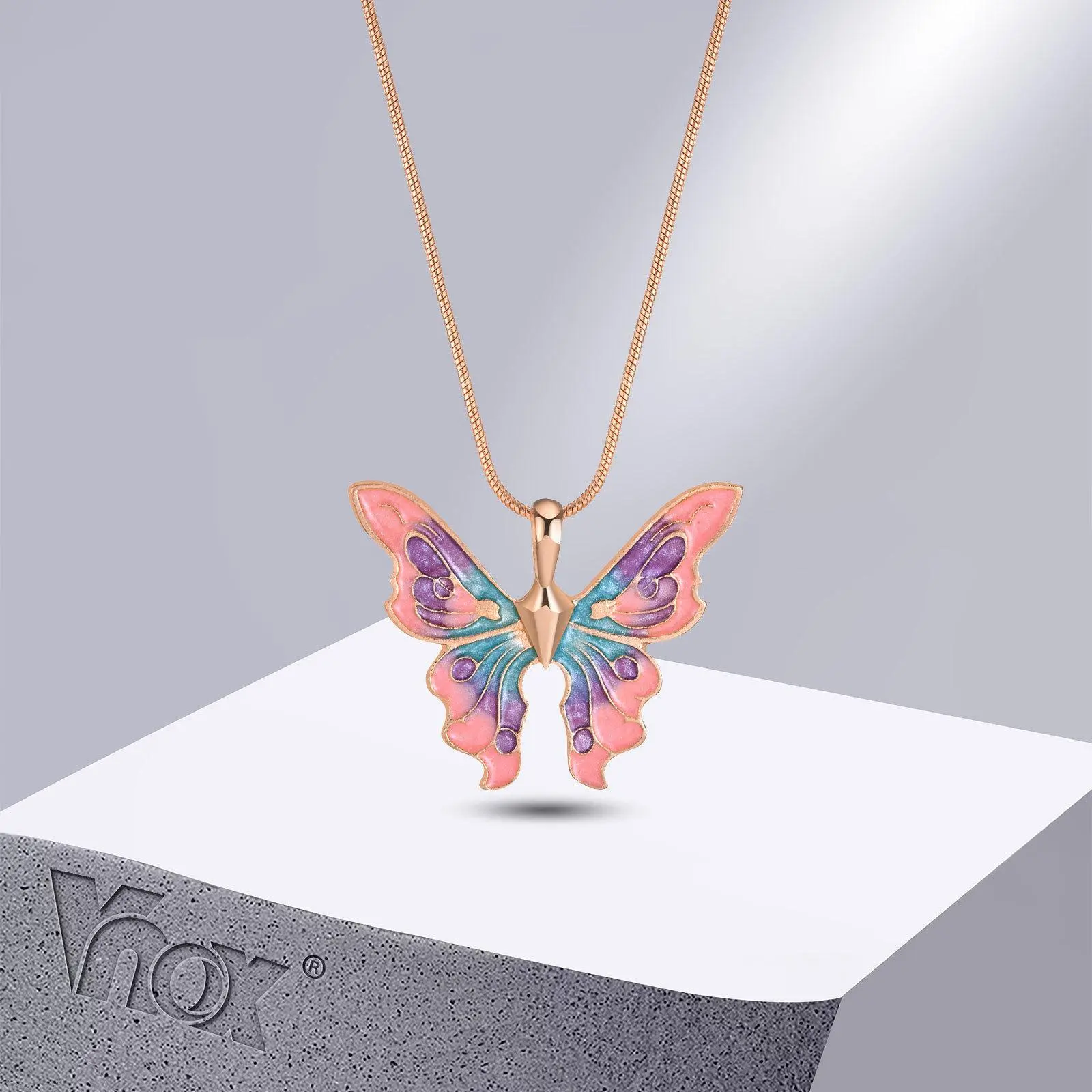 Vnox Y2K Vivid Butterfly Necklaces, Women Girls Colorful Animal Butterfly Pendant with Adjustable Snake Chain