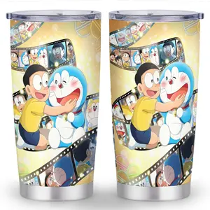1pc Large 20oz Doraemon, Leak-Proof Cup with Straw Lid & brush - Double-Wall Insulated Tumbler for Coffee, Tea, Cold Drinks,ideal gift for fans