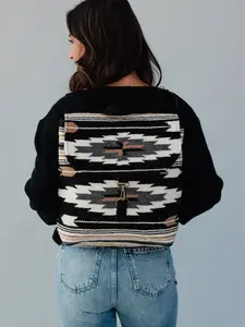 Black, Gray, Brown & Cream Aztec Backpack | Aztec Inspired Backpack | Fall Backpack | Western Backpack | Women's Everyday Backpack