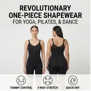 Yoga Bodysuit,Breathable Fabric,4 Way Stretch,Yoga Unitard,Trendy High-Waisted Shapewear for Women – Sculpting Tummy Control + Lifted Booty + Zipper Crotch + Removable Straps