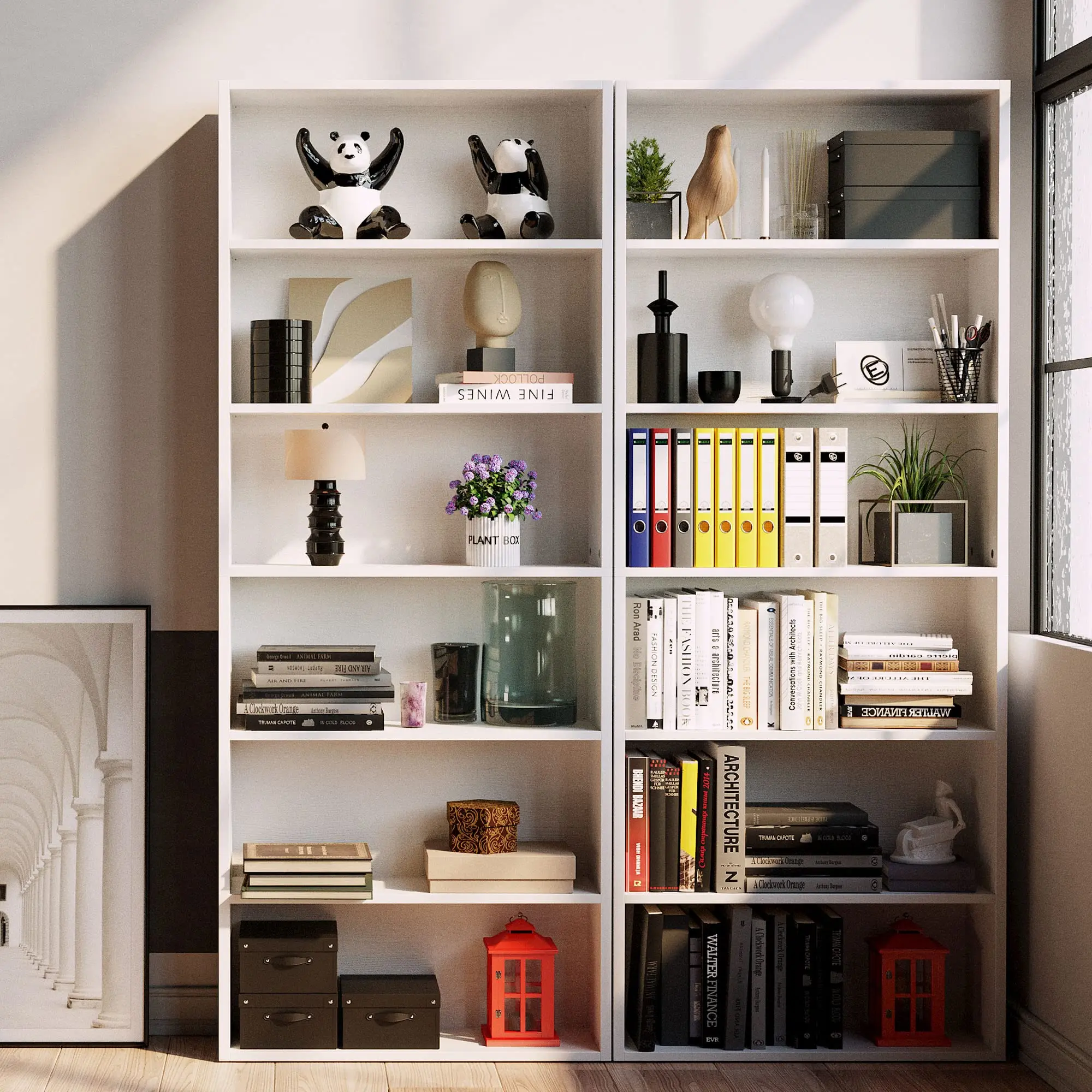 Bookshelves and Bookcases Floor Standing 6 Tiers Display Storage Shelves 70 in Tall Bookcase Home Decor Furniture for Home Office, Living Room, Bed Room