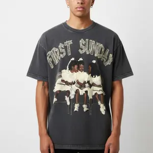 Sopula Studio Men's Streetwear First Sunday Old-color washed cotton Comfortable and stylish round-neck short-sleeved Tshirt