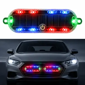 Solar LED Crash Prevention Warning Lamp & Vehicle Atmosphere Light, Waterproof Rechargeable Flash Light. Simple to Mount, Ideal for Safety Protection of Motorbike, Bike, Automobile, Lorry, Caravan and Boat