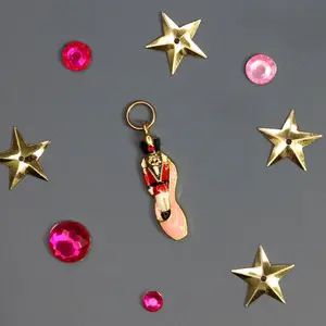 Nutcracker in Pink Ballet Slipper with Crystals Charm