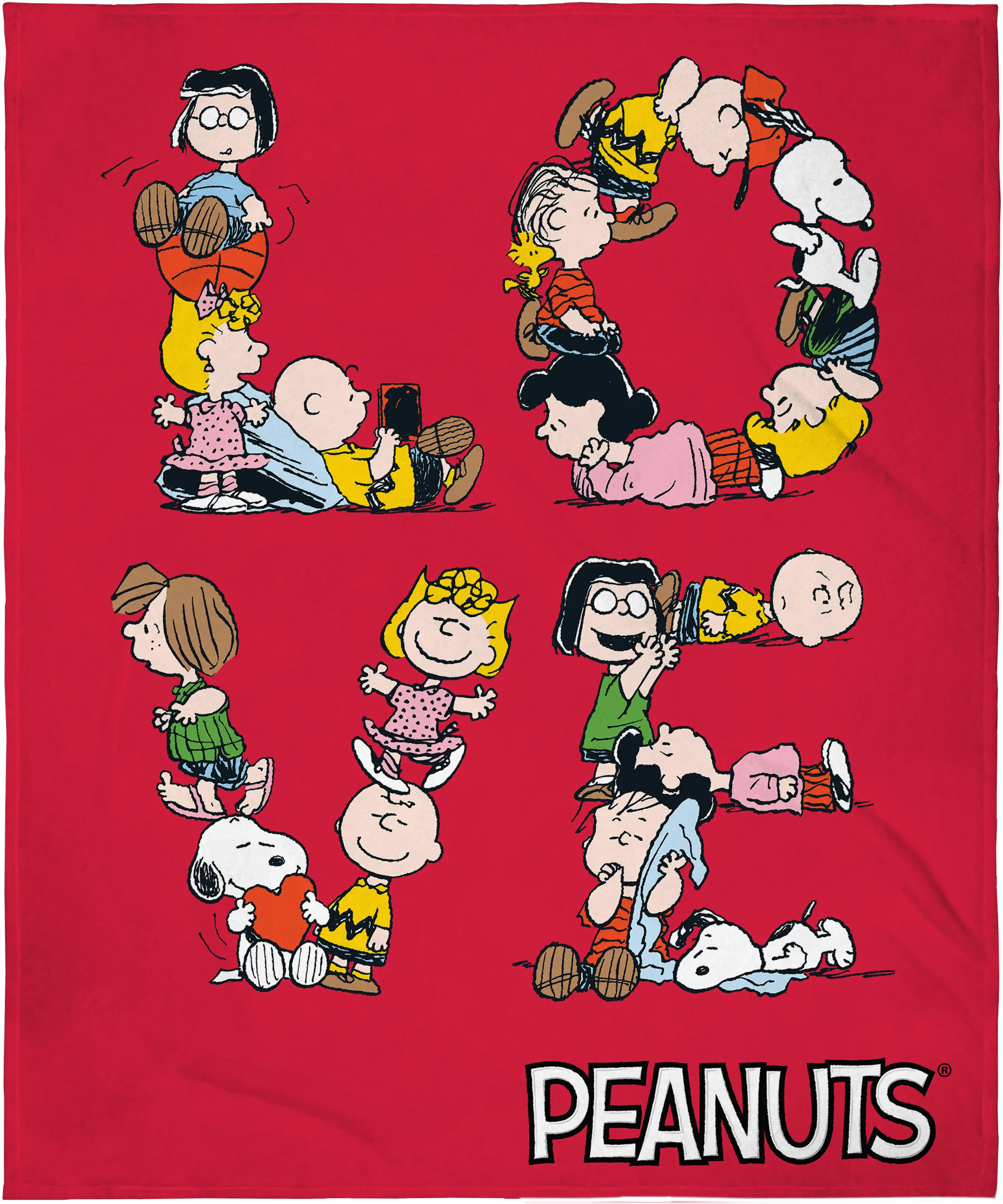 Peanuts LOVE Charlie Brown Snoopy And Pals Letter Art Fleece Plush Throw Blanket Peanuts LOVE Charlie Brown Snoopy And Pals Letter Art Fleece Plush Throw Blanket