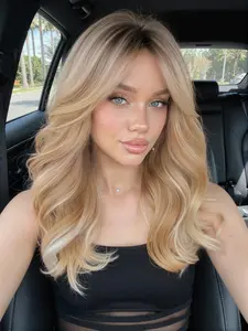 18 Inch Big Wave Wig with Bangs, Natural Look Heat Resistant Fiber Full Headset, Suitable for Women, Heat Resistant Wigs, Synthetic Wavy Wig, Synthetic Hair Wig