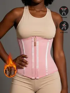 1 Count Women's Solid Color Elegant Shapewear Belts, Fajas, Adjustable Hook & Eye Closure Zipper Waist Trainer, Colombian Shapewear Belts, Corset, Waist Cincher, Tight-Fitting Girdle, Perfect For Daily Wear Or Training, Underwear