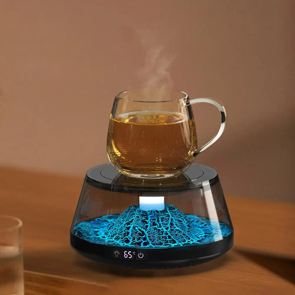 Coffee Cup Warmer with Digital Display, Portable Constant Temperature Coffee Cup Heating Coaster, Smart Heating Pad for Beverage, Milk and Tea