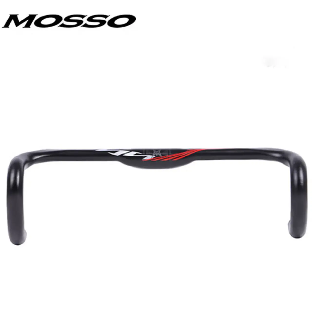 MOSSO AL-H/BAR-R07 Aluminum Road Bike Drop Bar, 31.8mm Clamp, 400/420/440mm Width, Black-Red