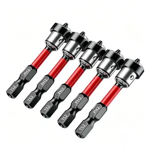 5pcs Drywall Bit Attachment with Depth Stop, PH2 Magnetic Drywall Screwdriver Bits for Countersinking Drywall Screws in Plasterboard, 1/4 Inch Hex Shank Plasterboard Bit