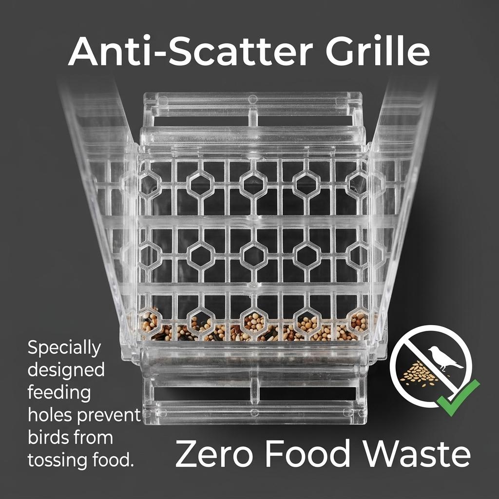 Auto Refill Bird Feeder Large Capacity Transparent Acrylic No Mess Seed Dispenser Easy Clean Pet Bird Feeder for Cage Auto Flow