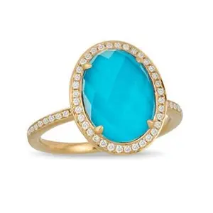 18K Gold Turquoise Diamond Elegance Ring