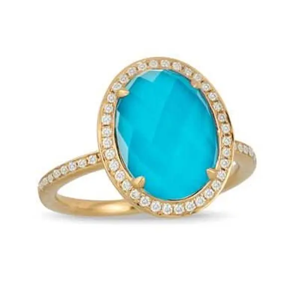 18K Gold Turquoise Diamond Elegance Ring
