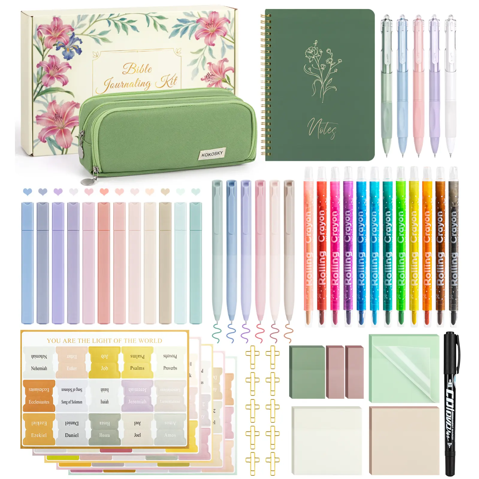 59Pcs Bible Study Supplies, Bible Journaling Kit for Women, Pencil Case, 12 Pastel No Bleed Highlighters and 6 Colored Pens, Bible Tabs and More, Bible Study Tools, Book Annotation Kit for Women & Men,back to school,back to school haul