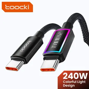 Toocki PD 240/100/60W C-C Super Fast Charging Cable 100W USB-C Soft Silicone Cable For iPhone 17 15 16 MacBook Laptop Type C Cable PD27W Lightning Sync Data Line High Power 120W 6A USB Type C Charge Wire For OPPO Xiaomi Electronic
