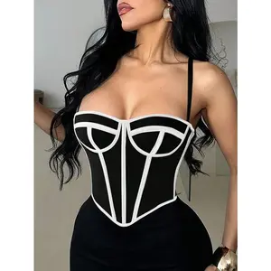 Sexy women’s leopard-print corset top for a bar party