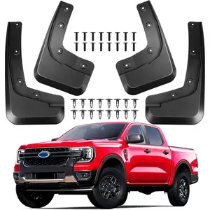 Mud Flaps for Ford Ranger 2024-2025, 4PCS Low-Profile Matte Black Polypropylene Front & Rear Set, No-Drilling Aerodynamic Curve Splash Guards, Heavy-Duty Fender Flaps, Car Exterior Accessories for Tire Protection, Debris Deflects in Harsh Environments