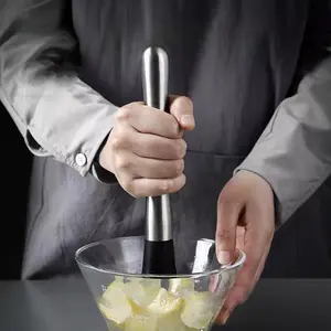 1pc Mashing Stick, Crushing Popsicle Hand Beating Lemon Hammer, Pressing Juice Stick, Mashing Shake Cup Stainless Steel Fruit Pressing Ice Crush Stick, Kitchen Gadget Wine Mixing Gadget for Restaurants, Cafes, Bars