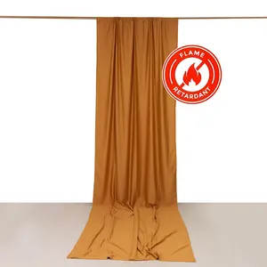Gold Scuba Polyester Backdrop Drape Curtain, Durable Flame Resistant Event Divider Panel Wrinkle Free With Rod Pockets - 5ftx14ft
