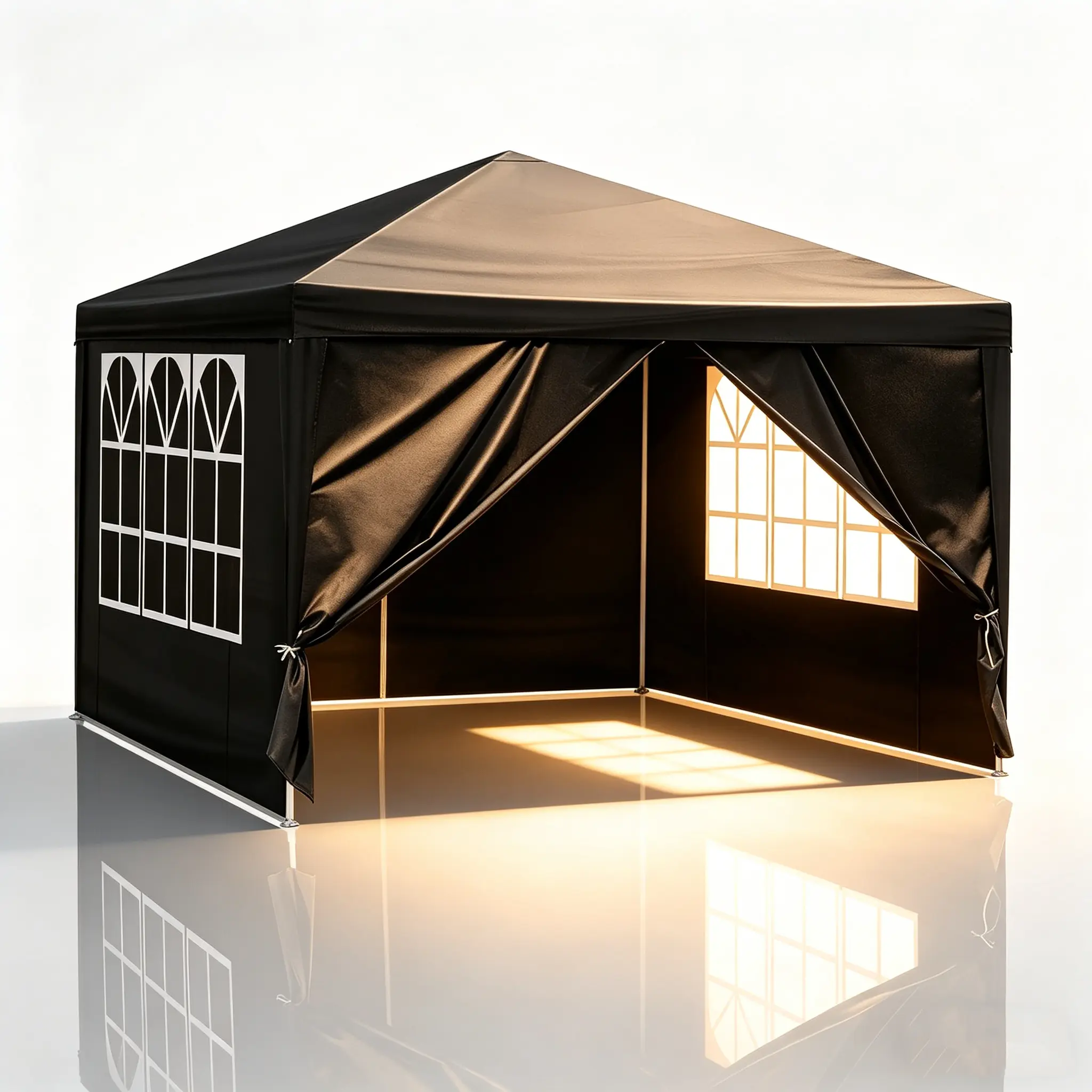 10'x10' Square Solid Steel Frame Black Gazebo - Waterproof Canopy Shade, Adjustable Snap-Together, 19.8lb Heavy-Duty Outdoor Shelter with Removable Canopy, Stakes for Backyard BBQs, 10'x10' Party Room