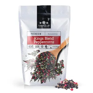 The Spice Lab Rainbow Peppercorns - Mixed Peppercorns Whole – 1 Pound Resealable Bag - Kings Peppercorn Medley - All Natural OU Kosher Gluten Free - Rainbow Peppercorns For Grinder Refill