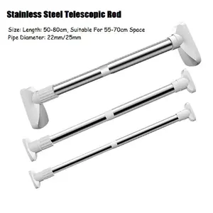 Clothing Hanger Telescopic Rod Stainless Steel Multipurpose Curtain Support Pole Balcony Clothes Drying Hanger For Wardrobe