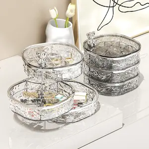 Multi-layer Jewelry Storage Box, 1 Count Dust-proof Rotatable Jewelry Organizer, Jewelry Storage Box for Earrings & Necklace & Bracelet, Dustproof Storage Box, Jewelry Storage Tray, Home Storage Supplies
