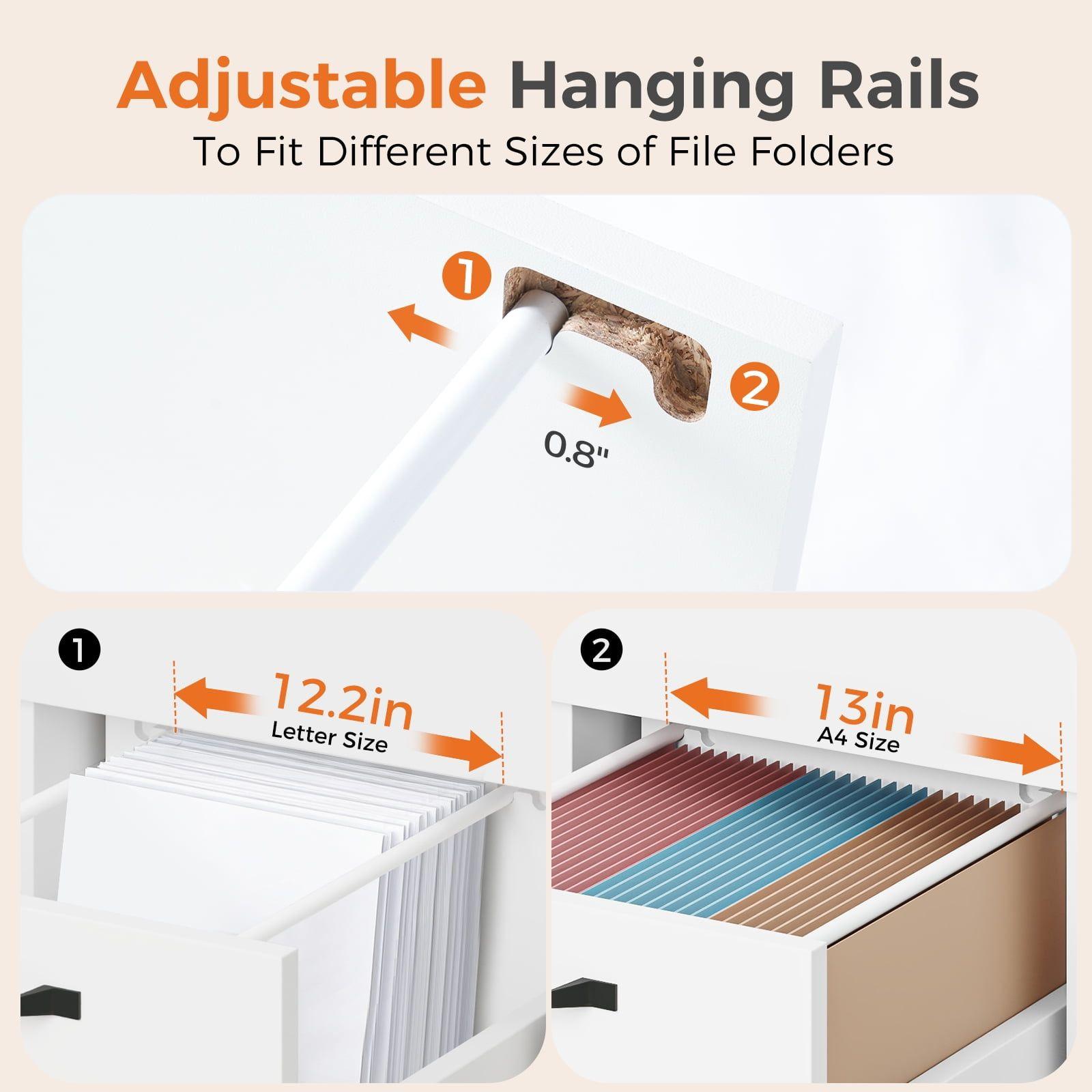 2-Drawer Rolling File Cabinet with Lockable Wheels, Printer Stand with Storage for Home Office