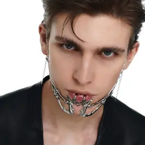 Gothic Spiky Thorn Shape Adjustable Choker, Silver Metal Tassel Chain Y2K Punk Spike Neck Cuff Necklace