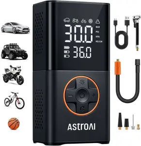 Astroai L7 Cordless Portable Air Compressor, 150 PSI Tire Inflator with Digital Dual-Value Display, LED Light, Pressure Gauge, 2-Year Manufacturer Warranty for Cars, Motorcycles