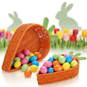 （Free 70 Counts Eggs）Easter Theme Decoration Set, Includes 70 High Density Foam Eggs & Handmade Carrot Storage Basket, Perfect for Egg Hunt, Table Decor, Candy Display