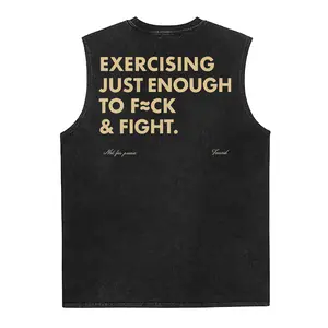 Funny EXERCISING JUST ENOUGH TO  FIGHT Washed Vest, Retro Vintage Y2K Streetwear