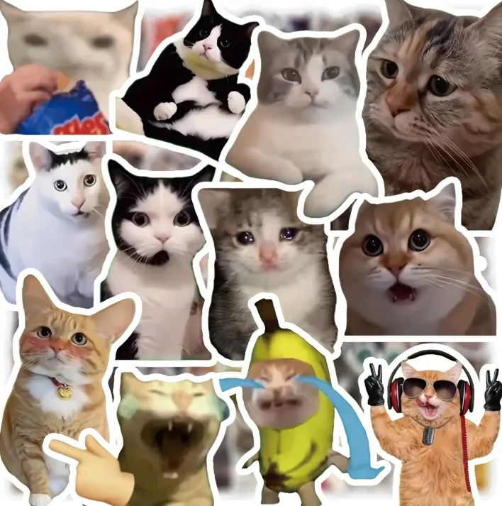 100 Cute Cat Stickers - Funny Kitten Decals with Hats, Fashion Glasses & Peace Signs, Self-Adhesive Vinyl Stickers for Water Bottles, Laptops, Skateboards, Guitars, Luggage, Helmets, Cameras, Notebooks - Durable Aesthetic Decals, Cat Themed