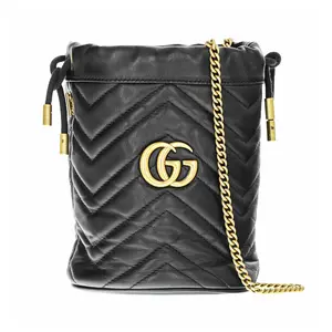 Pre-owned GUCCI Calfskin Shoulder Bags Mini GG Marmont Bucket Bag