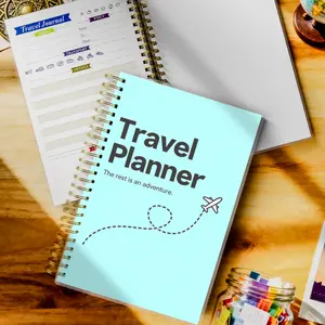 Travel Journal - Undated A5 Spiral Planner and Memory Book with Itinerary Layouts, Packing Checklists, and Dotted Pages for a Beautiful and Functional Trip Organizer