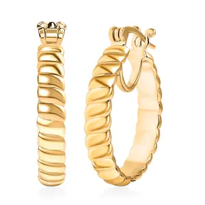 Wave Link Hoop Earrings in 18K Yellow Gold Plated Bronze Christmas Gifts