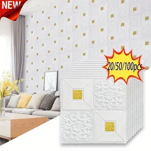 20/50/100pcs 3mm Thick Self-Adhesive Wallpaper, Warm 3D Wall Stickers for Bedroom, Soft Xpe Foam Background Decor, Home Decoration