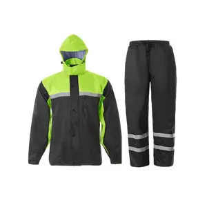 Men's High Visible Reflective Work Rain Jacket Pants For All Sports, Farming, Fishing, Motorcycling
